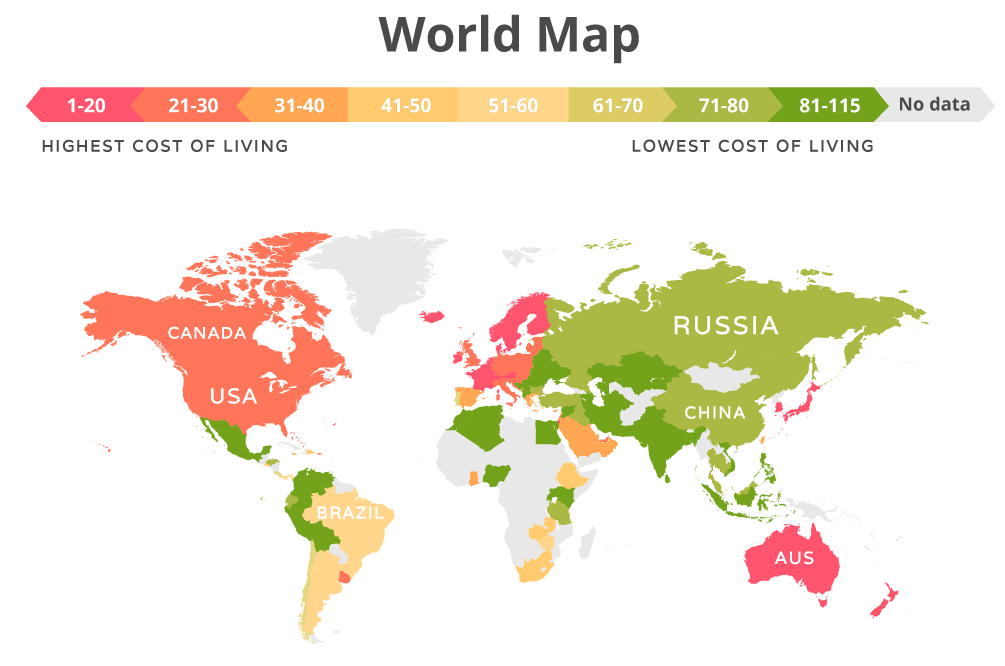 World map cost of living