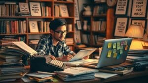ai man studying on laptop